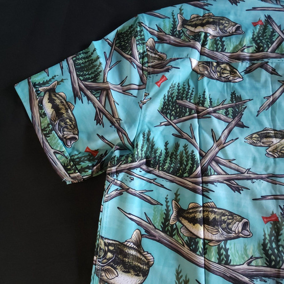 RSVLTS Budweiser Shirt Mens Size Medium M Fishing Bass All Over Kunuflex NWT - Picture 13 of 14